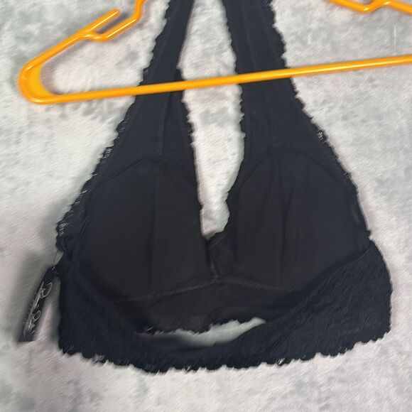 NWT New Rene Rofe Black Lace Halter Soft Cup Bra Size Small - Picture 8 of 9